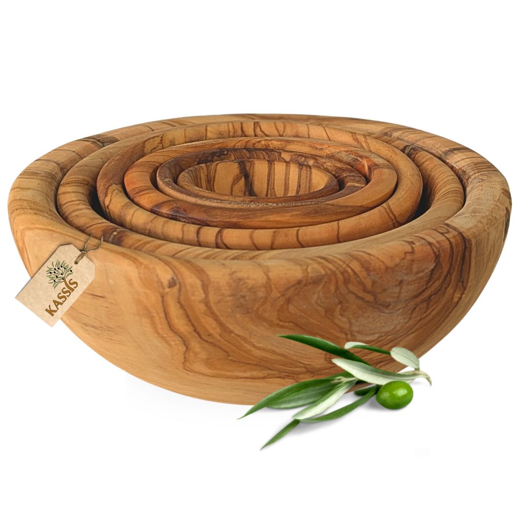 Schalenset aus Olivenholz | Holzschalen zum Servieren & Snacken-0