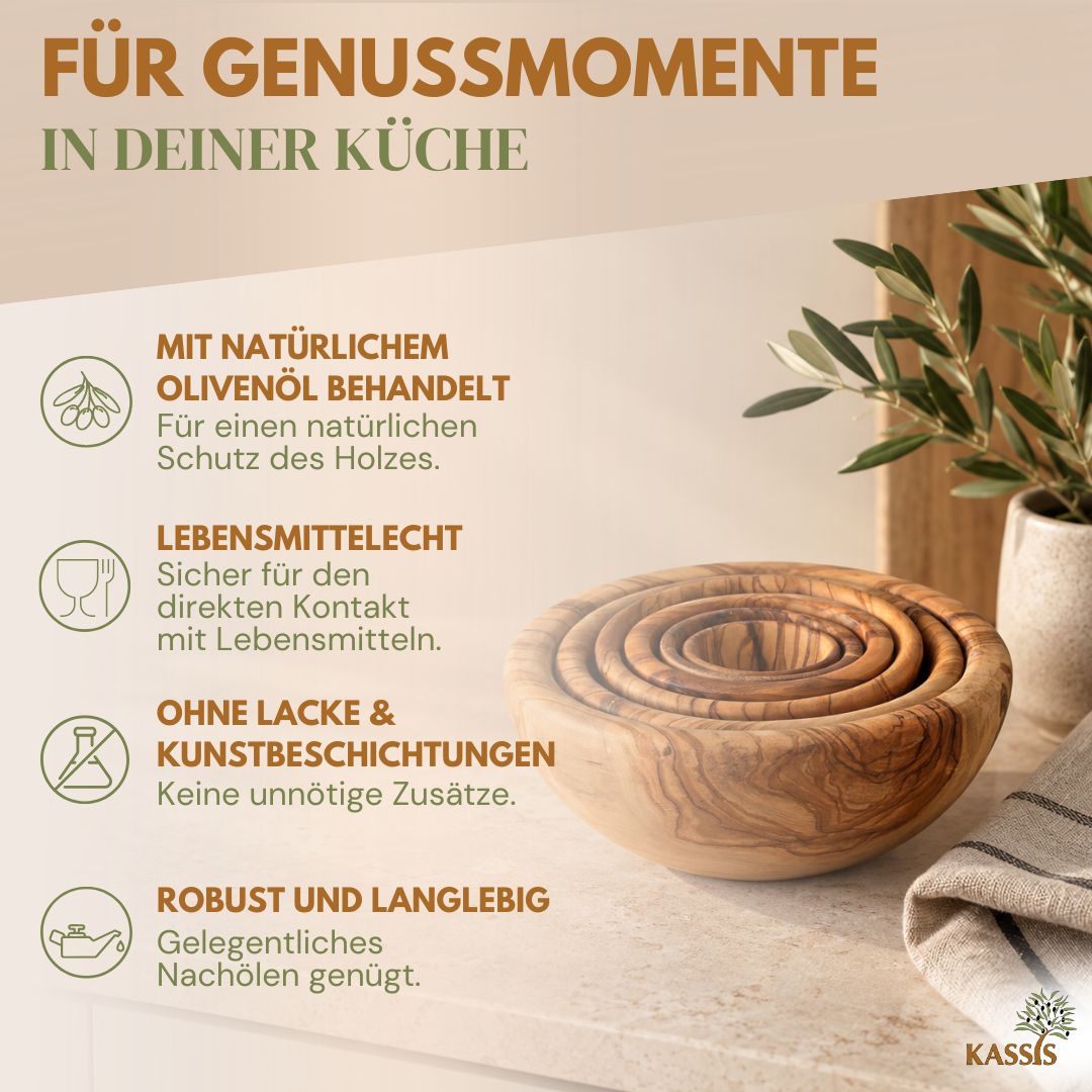 Schalenset aus Olivenholz | Holzschalen zum Servieren & Snacken-4