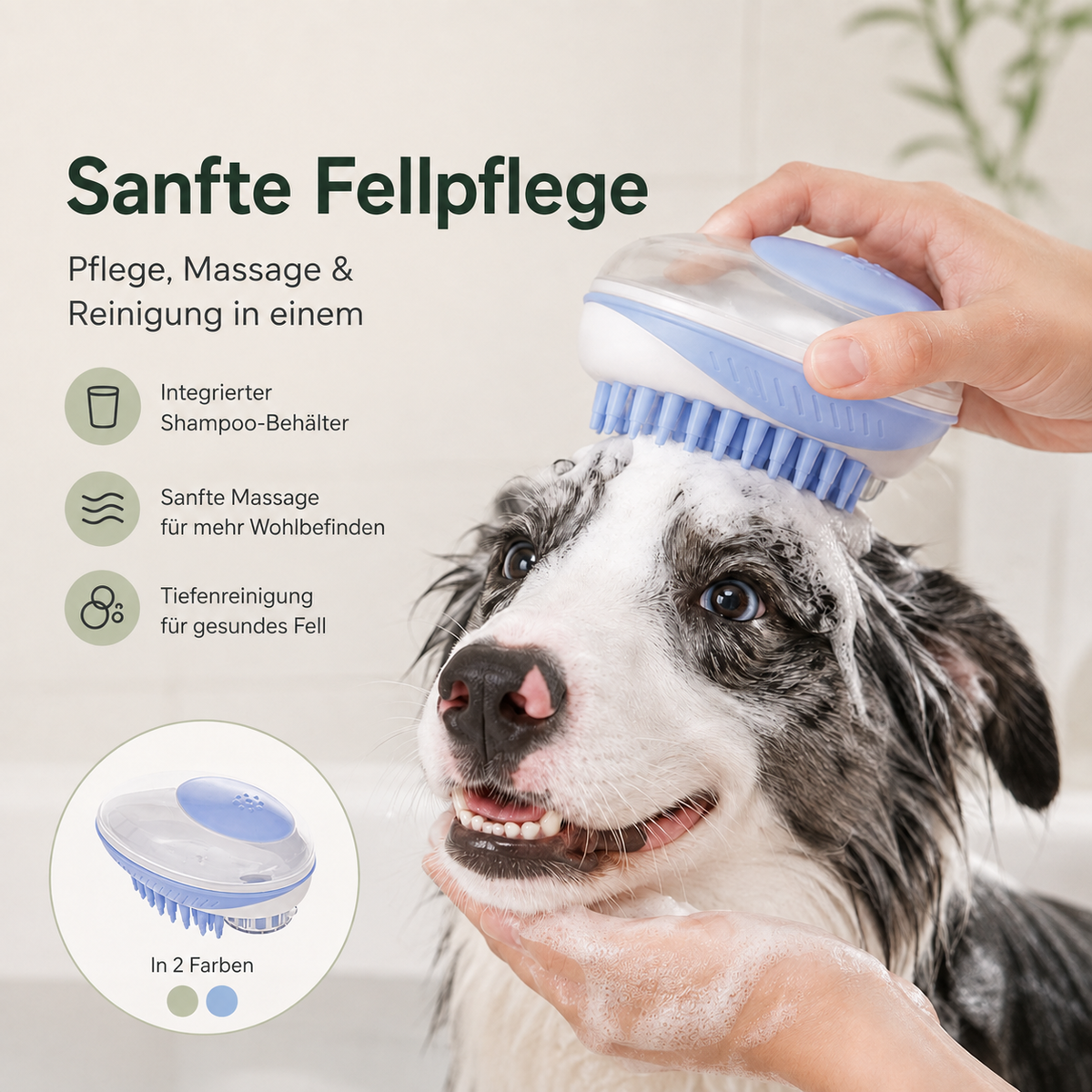 EVRILO Groom – Fellpflege- & Badebürste für Hunde und Katzen