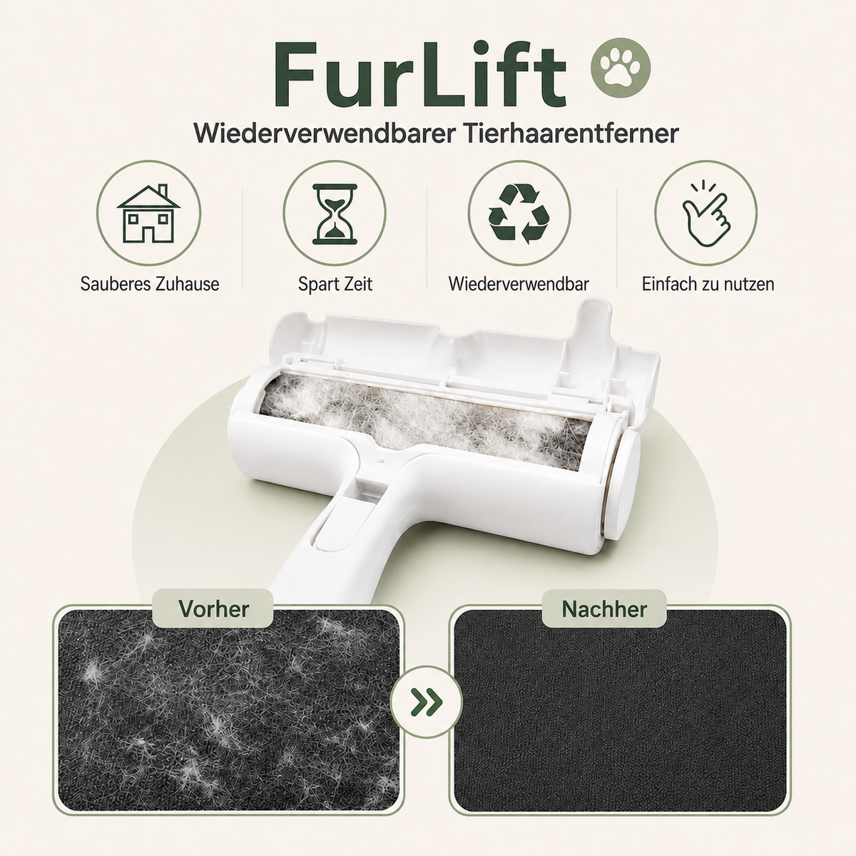EVRILO FurLift – Wiederverwendbarer Tierhaarentferner