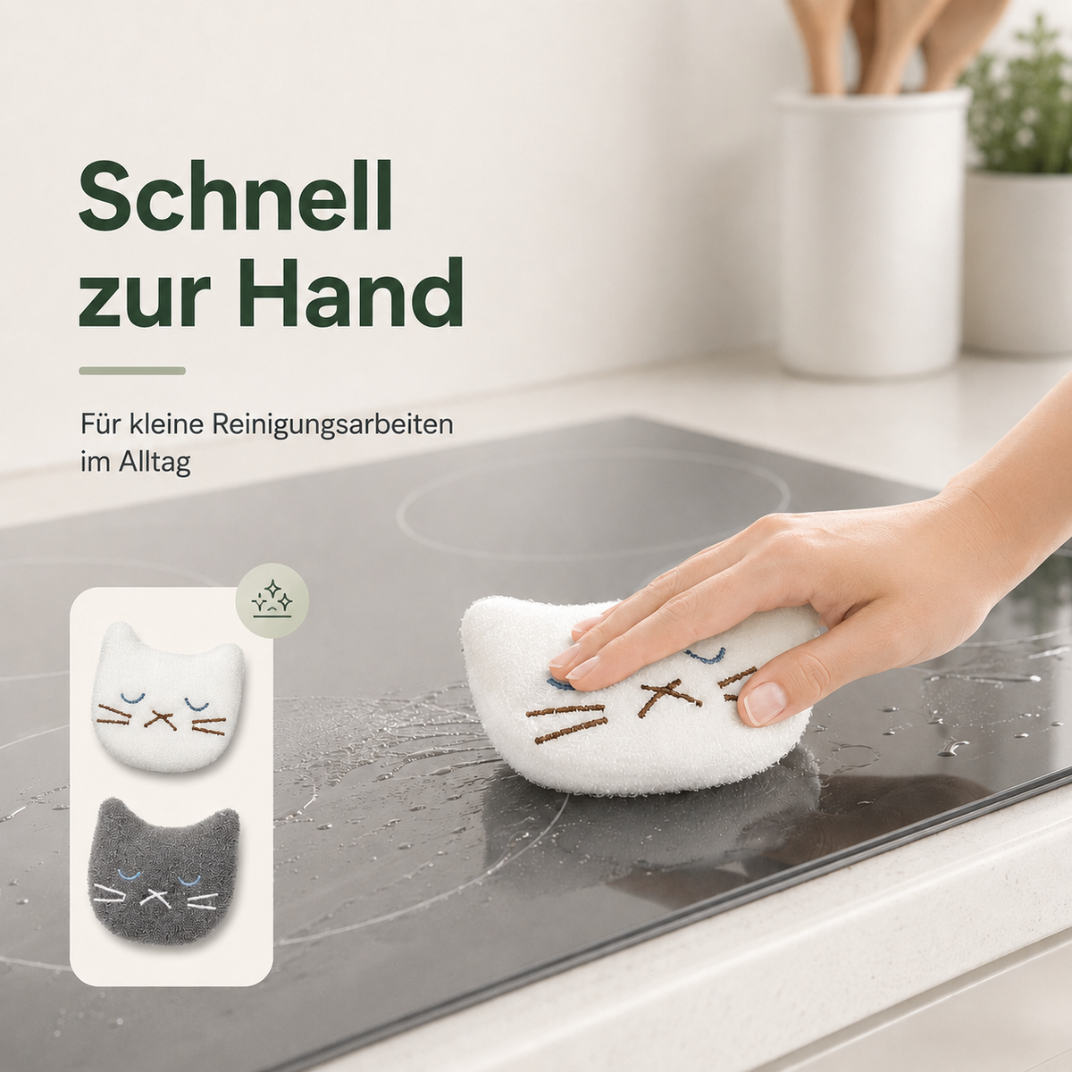 EVRILO CozyCat – Reinigungstuch mit Katzendesign