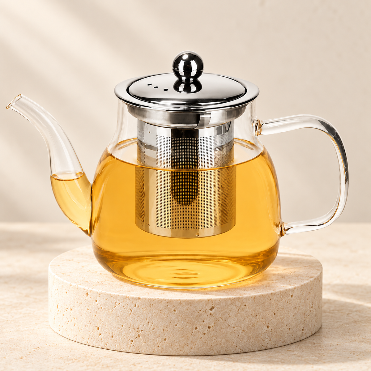 Camellios Glas-Teekanne mit Sieb – 600 ml – Titelbild im Evrilo-Stil