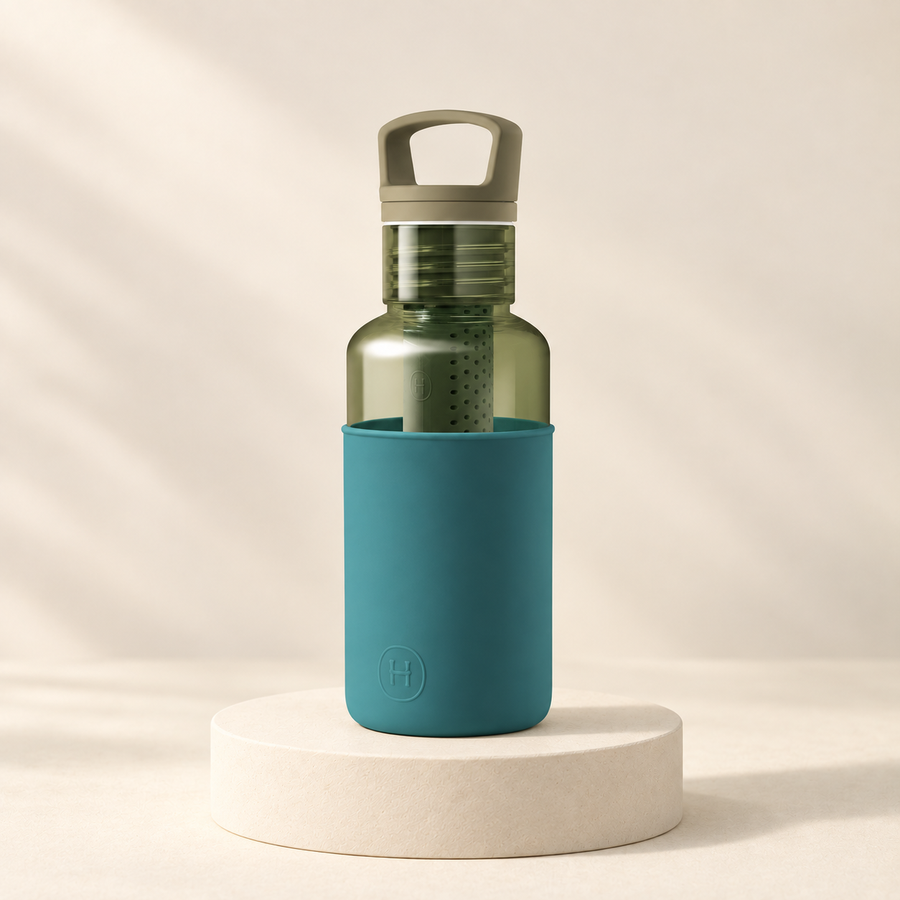 HYDY Trinkflasche mit Infuser – Forest Green / Peacock Green 590 ml