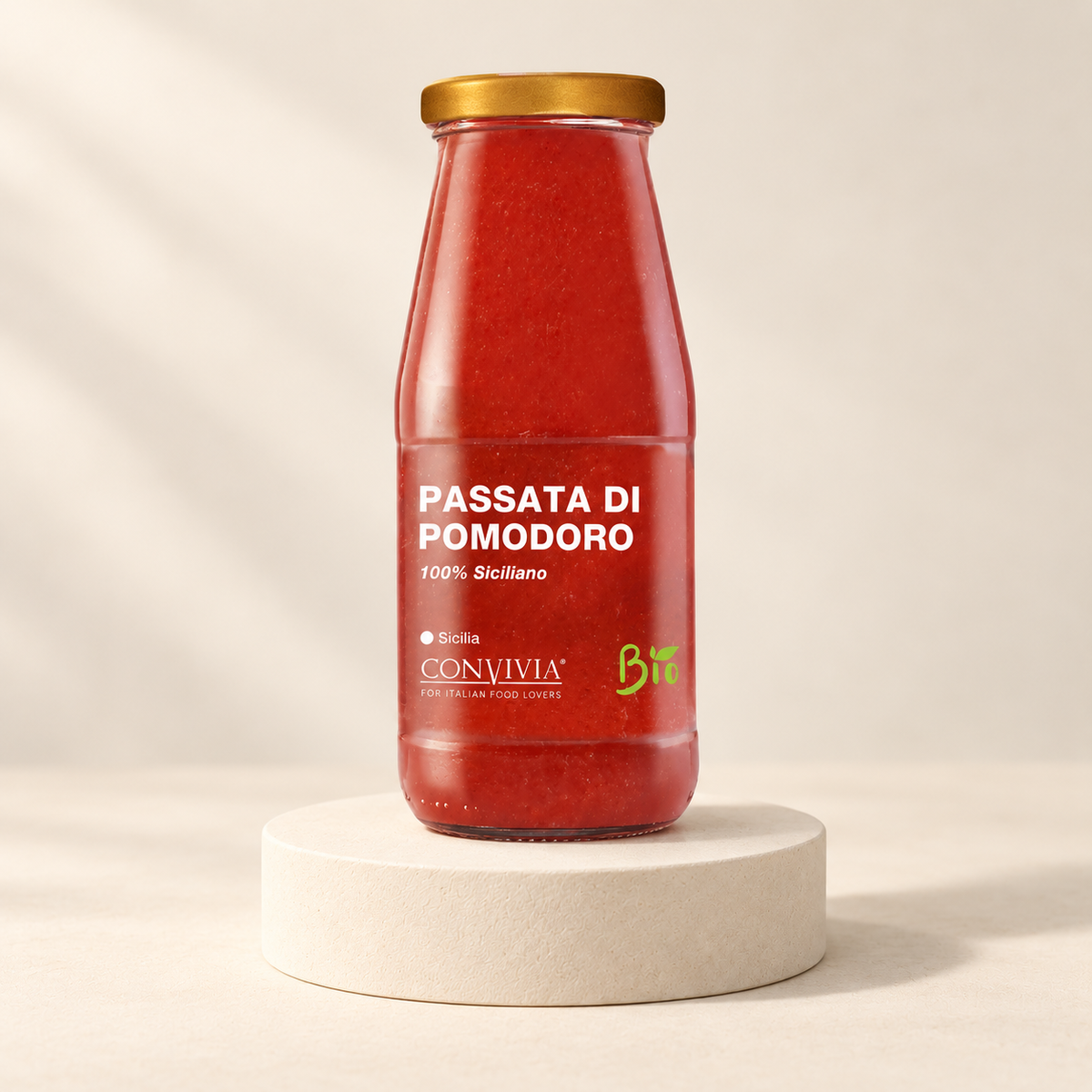 Bio Passata di Pomodoro – Tomatenpassata 420 g – Produktfoto im Evrilo-Stil